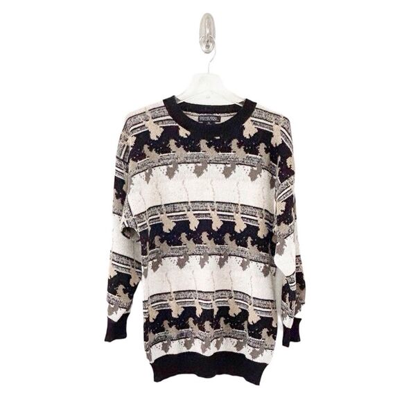 GENERRA Vintage 80’s Men’s Rami and Cotton Patterned Crewneck Sweater Size S - Picture 1 of 9